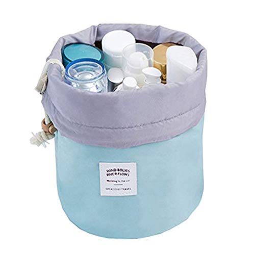 YJQueen Makeup Bag, Travel Makeup Cosmetic Pouch Portable Handbag Toiletry Case Mini Makeup Train Case Cosmetic Bag Cosmetic Organizer Travel Accessories (Blue)