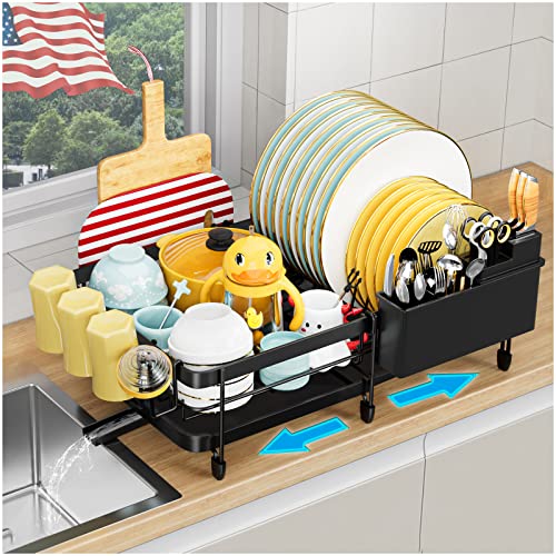 YKLSLH Expandable Dish Drying Rack - Black