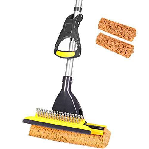 Yocada Sponge Mop with Extendable Handle and 2 Sponge Heads