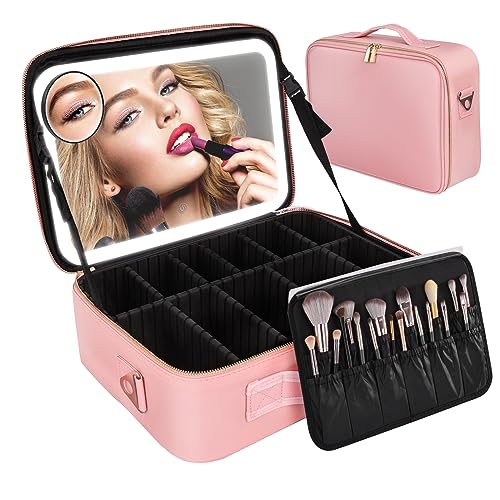 Yofuly Large Makeup Bag With Light Up Mirror