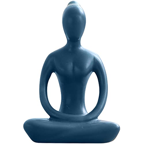 Yoga Pose Statue Zen Decor Figurine Ceramic Blue Yoga Figure Sculpture for Home Desk Decor, 2.1 inch x 3.3 inch, 1 PCS