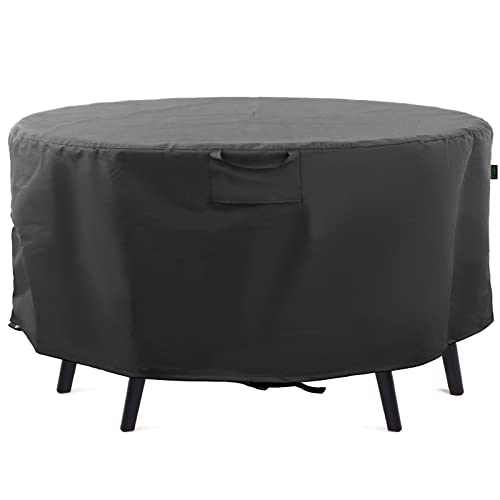 Yougfin Round Patio Table Cover, 600D Heavy Duty Patio Furniture Covers Waterproof, Outdoor Table and Chairs Cover, 72''D x 28''H