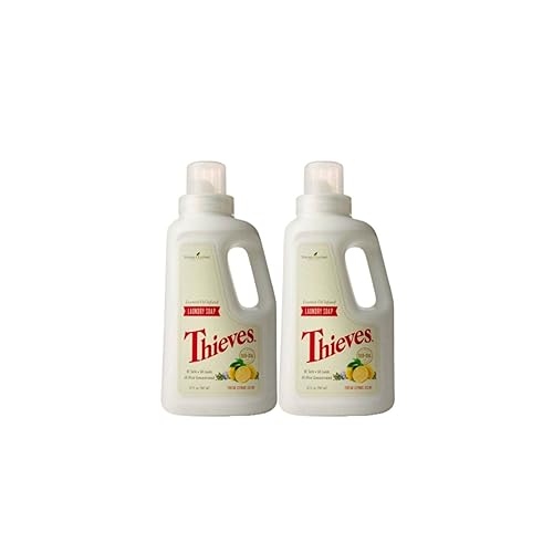 Young Living Thieves Essential Oil-Infused 6x Ultra Concentrated Laundry Soap (2 pack) - Fresh Citrus Scent 32 fl. oz (946 ml) - Cleaner Clothes & Gentle on Fabrics - Free from Chlorine