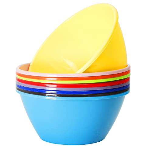 Youngever 11 inch Plastic Mixing and Serving Bowls, Set of 9 - Versatile and Durable Rainbow Bowls