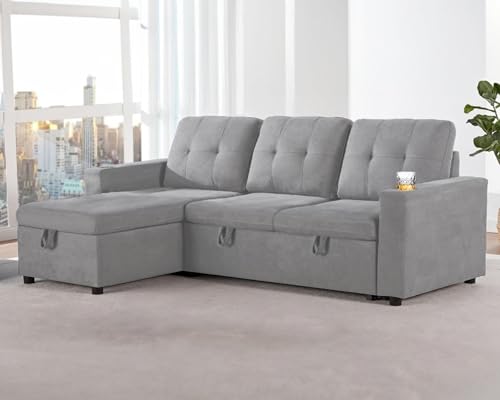 yoyomax L Shaped Sofa with Storage Chaises & Cup Holders
