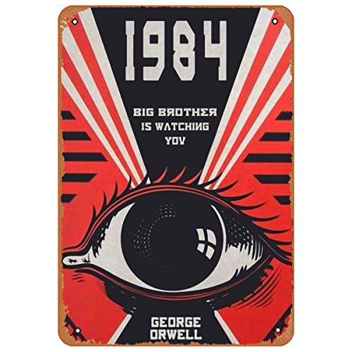 Ysirseu 1984 George Orwell Cover Print Tin Sign for Wall Decorative Metal Signs Living Room,Office, College Dorm, Children's Room, Games Room, Coffee Shop，Library, Classroom, Gym, or Office 8x12 Inch