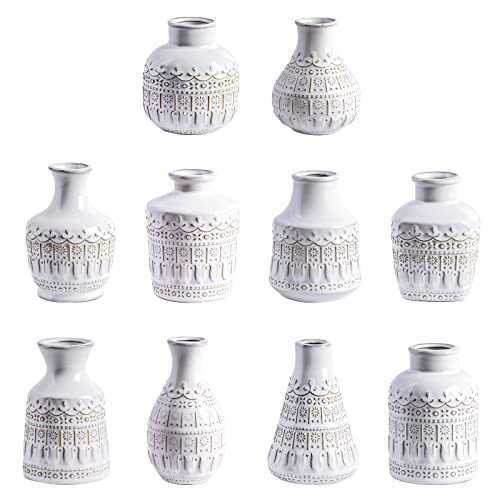 Yundu White Ceramics Bud Vase Set