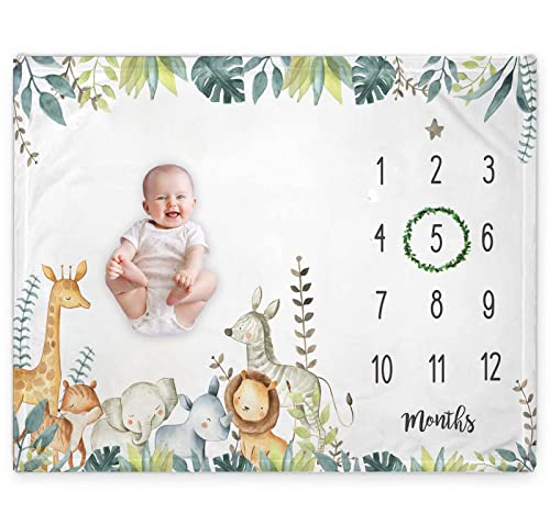Yuzioey Safari Baby Monthly Milestone Blanket