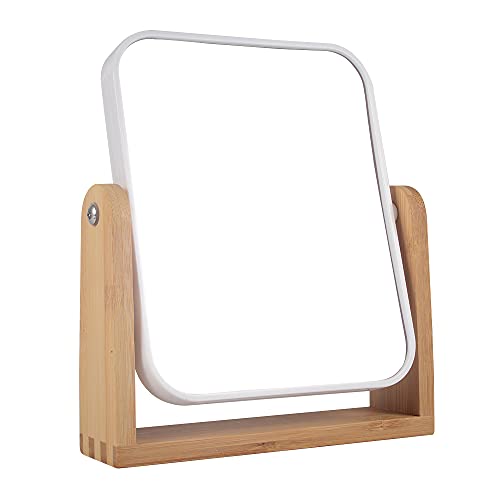 YYPDC Makeup Mirror with Natural Bamboo Stand
