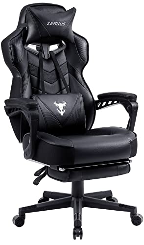 Zeanus Gaming Chairs with Footrest Recliner Computer Chair for Adults Massage Gaming Chair Big and Tall Gaming Chair Ergonomic Office Gamer Chair for Heavy People Recliner Racing Gaming Chair Black