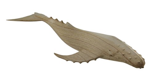 Zeckos Hand Carved Natural Brown Wood Humpback Whale Statue 19 Inches Long