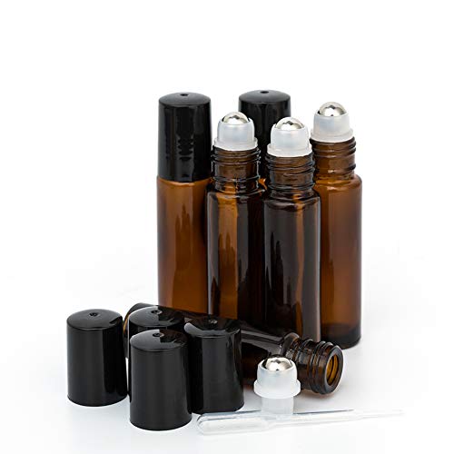 ZEJIA Amber Glass Essential Oil Roller Bottles