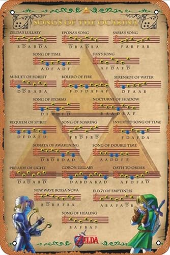 Zelda Ocarina Of Time Songs Metal Tin Sign