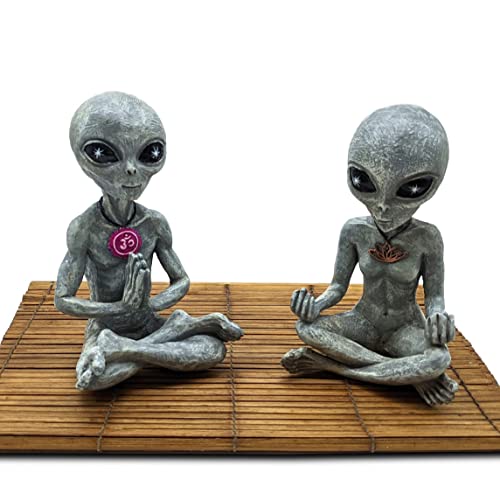 Zen and Yoga Alien Statues Couple