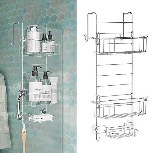 Zenna Home Shower Caddy with 2 Baskets, Soap Dish, and Hooks
