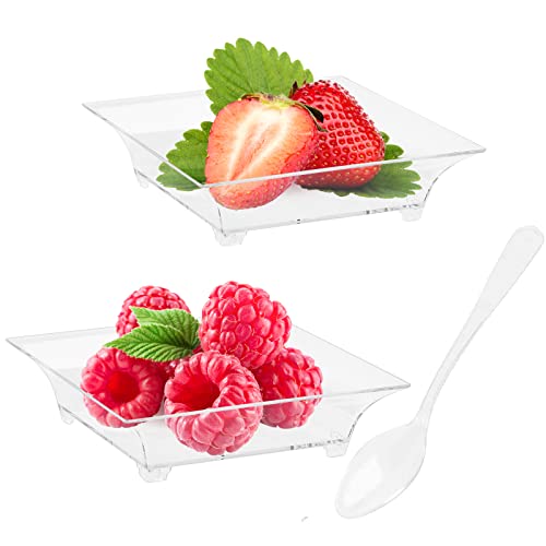 Zezzxu 100 Pack 1 oz Mini Dessert Plates with Spoons