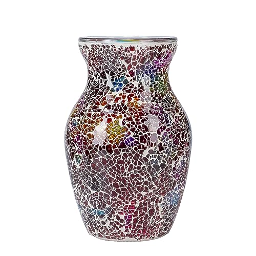 ZHIPINHUI 8" H Mosaic Vase Glass Dark Red Vase