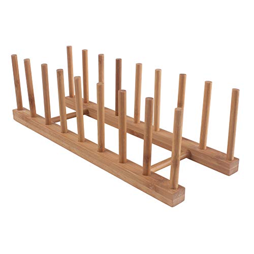 ZICOME 8-Slots Bamboo Dish Rack Storage Organizer