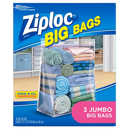Clear bags for clothes storage, toys, snack bags and food saver, beach bag  travel organizer - 5 gallon ziplock bags - sealable zipper and slider jumbo  baggies - Extra large ziplock bag - {