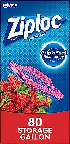 Ziploc Gallon Storage Bags with Grip 'n Seal Technology - 80 Count