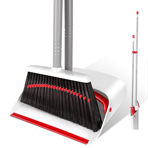ZNM Broom and Dustpan Set - Upright Standing Cleaning Combo