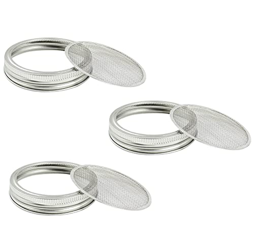 Zoie + Chloe Stainless Steel Strainer Sprouting Lids for Mason Canning Jars - Sprouts, Sifting, Straining - 3 Pack