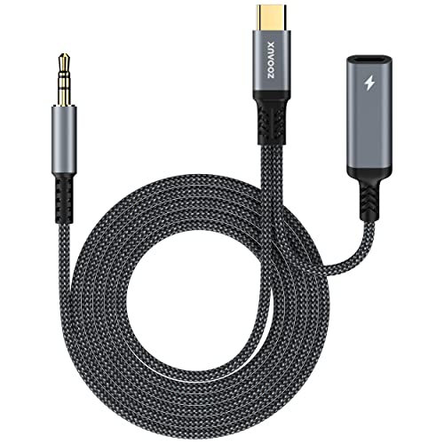 ZOOAUX USB C to 3.5mm Audio Aux Jack Cable and Charger Adapter