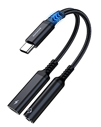 ZOOAUX USB C to 3.5mm Headphone and Charger Adapter