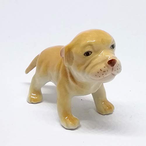 ZOOCRAFT Pitbull Dog Figurine Brown Ceramic Animals Hand Painted Porcelain DIY Craft Miniatures Collectible