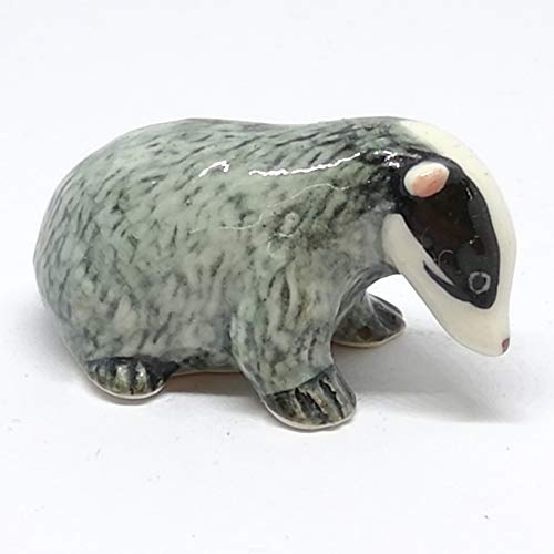 ZOOCRAFT Tiny Ceramic Badger Figurine Craft Miniature Collectible Porcelain Animal Zoo