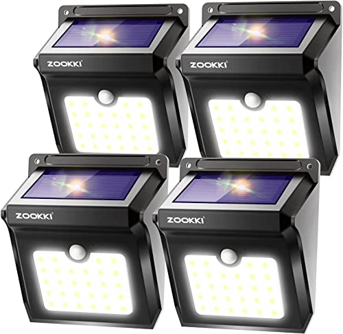 ZOOKKI Solar Outdoor Lights - Solar Motion Sensor Lights