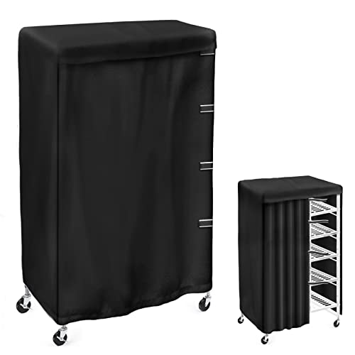 ZOOLYO Shelving Cover Storage Shelf Cover Wire Rack Shelving Cover, Fits Racks 48Wx24Dx72H inch,Fast and Convenient Access to Item,Black,only Cover