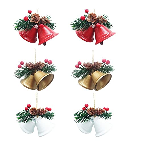 Zsail Christmas Bells Ornaments 6 pcs,White,Red,Gold Christmas Ornaments Christmas Tree Bells Pendants Christmas Craft Bells for Christmas Holiday Party Decoration(Gold,White,red)
