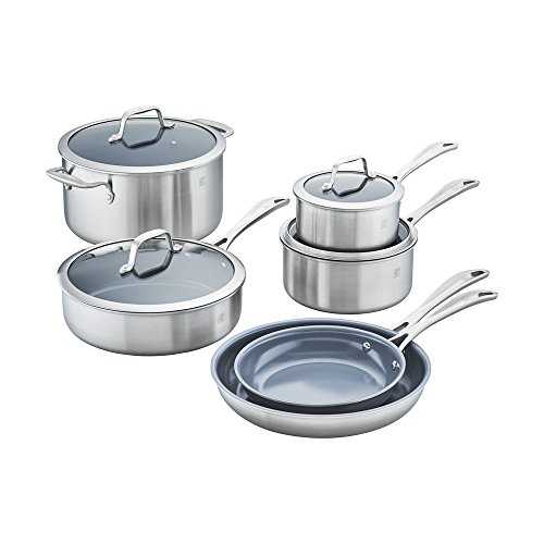 ZWILLING Spirit 3-ply Stainless Steel Ceramic Nonstick Pots and Pans Set