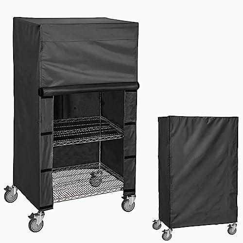 ZYSUOR Storage Shelf Shelving Cover Wire Rack Dust Protective Cover,36"Wx14"Dx72"H,Durable Velcro Design on Both Sides of The Front for Easy and Quick Opening and Closing,Black,only Cover