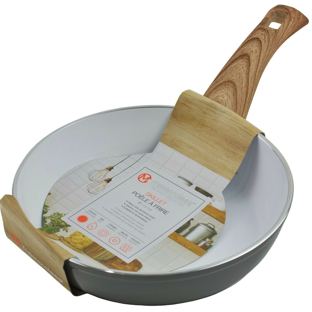 Frying Pan Masterclass Cookware Nonstick Pan & Skillet 8 Inch High Quality  Beige
