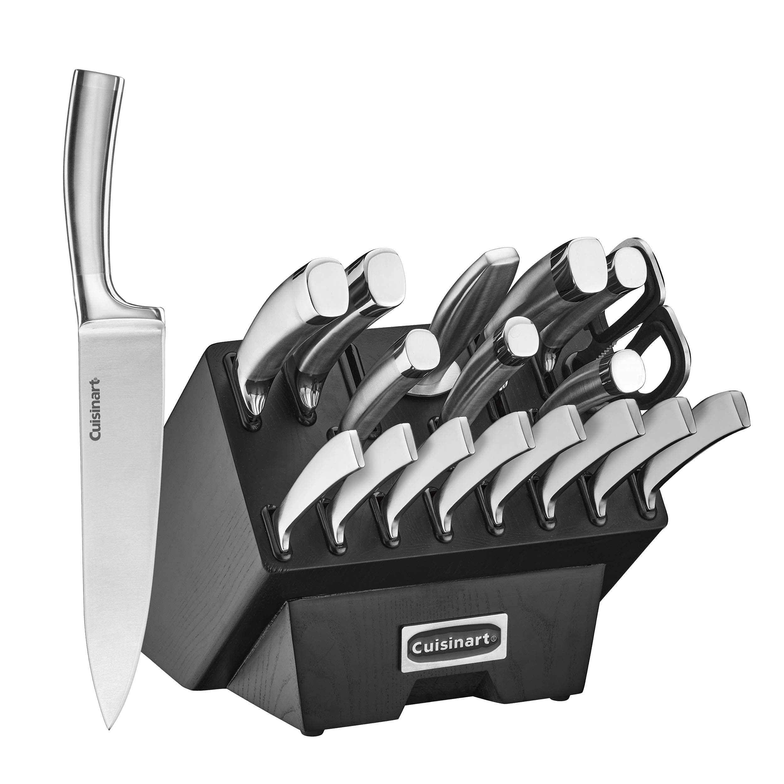  Cuisinart C77SS-17P 17-Piece Artiste Collection Cutlery Knife  Block Set, Stainless Steel Includes Cuisinart Bamboo Cutting Board and Measuring  Spoons: Home & Kitchen