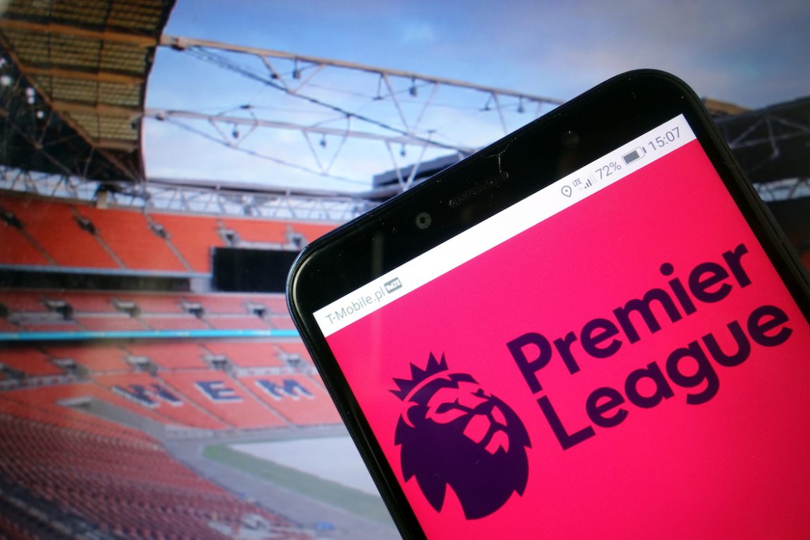 Premier League logo on mobile phone