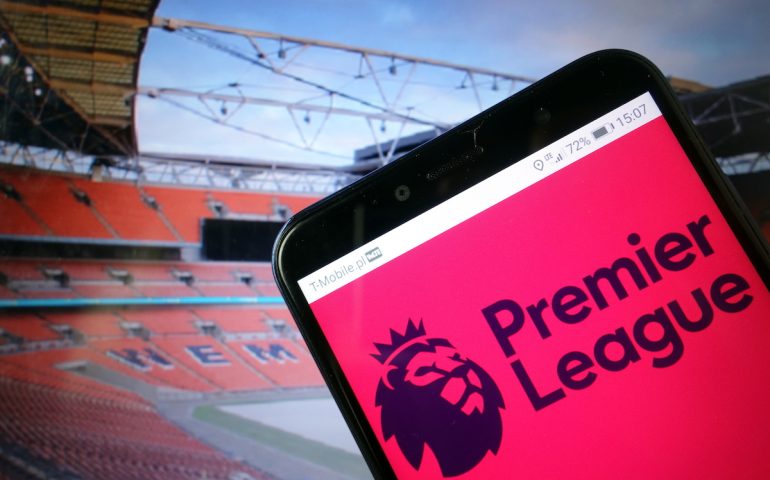 Premier League logo on mobile phone