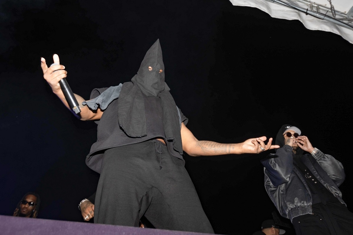 Kanye West Sparks Outrage With KKK-Style Black Hood At Vultures Listening Party