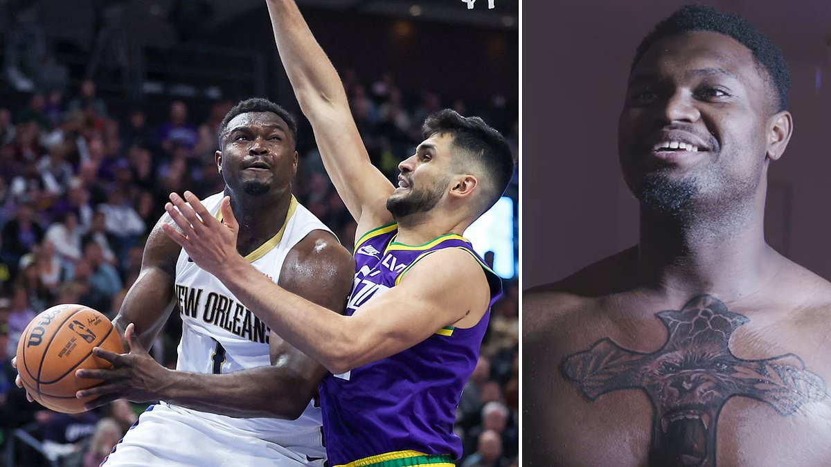 Zion Williamson’s New Chest Tattoo: A Giant Cross With A Gorilla Image