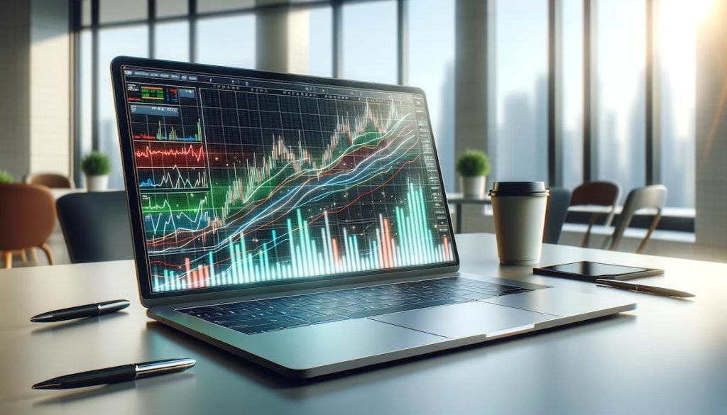 Stock Exchange chart on laptop
