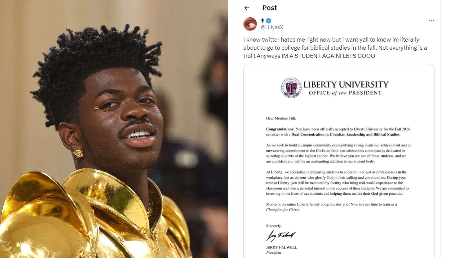 Lil Nas X Falsely Claims Acceptance To Christian Liberty University