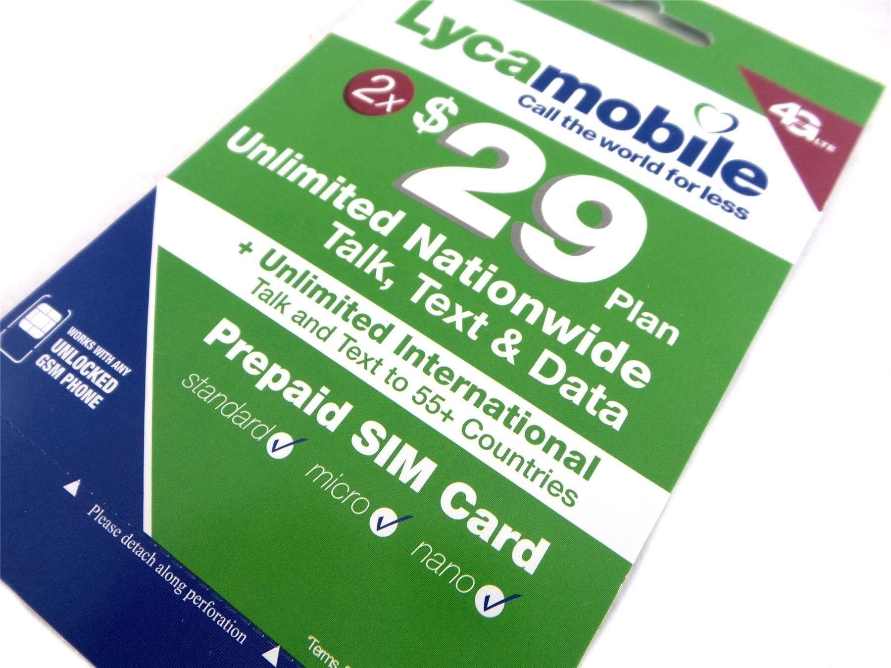 Las tarjetas SIM prepagadas de Lycamobile USA incluyen un pl