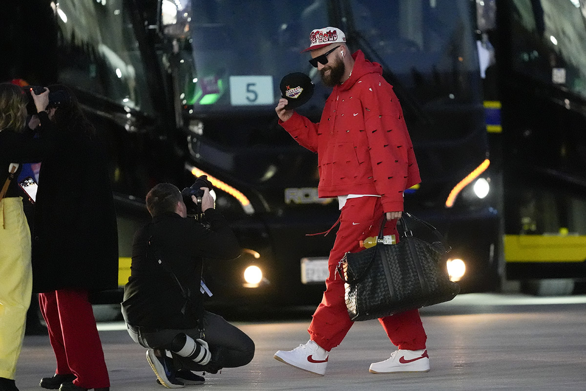 Travis Kelce Arrives In Las Vegas For Super Bowl As Taylor Swift Shines At Grammys